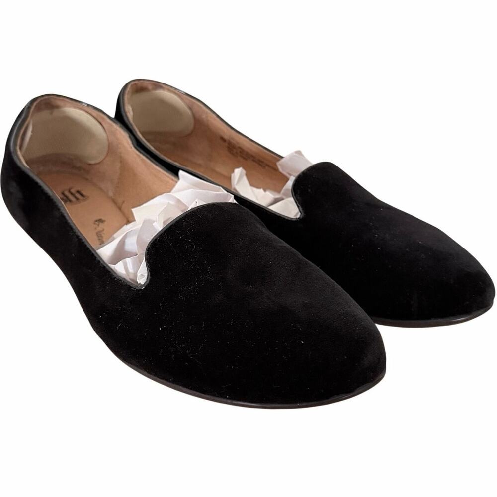 Sofft black velvet flat loafer women’s 8 leather upper classic comfort shoe